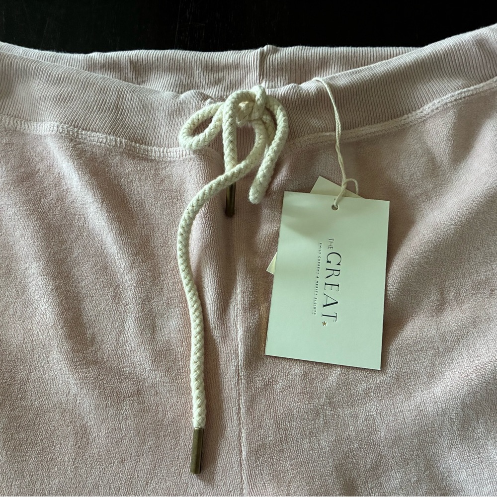 ❌SOLD❌NWT THE GREAT Velour Cropped Sweatpant Rosewater Pink 3/L